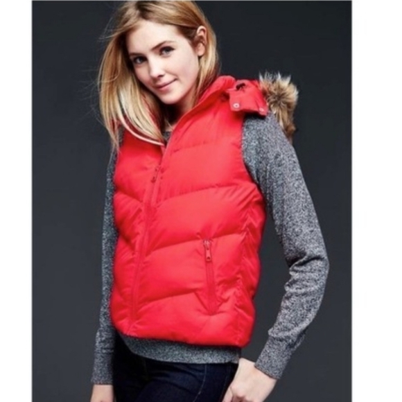 GAP Jackets & Blazers - GAP | Puffer Vest With Removable Faux Fur Hood